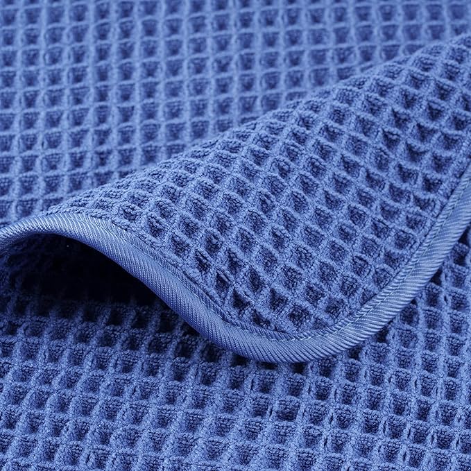 430 GSM Microfiber Oversize Quick Dry Lint Free Bath Towel, 60 x 30 in, 4 Pack (Waffle Weave)