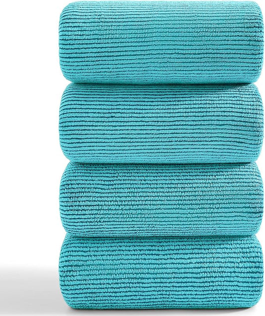 4 Piece Bath Towel Set 35"x70"Oversized Bath Towel for Bathroom Ultra Soft Fluffy Extra Large Bath Sheet Luxury Premium Bathroom Towel Highly Absorbent Quick Dry Shower Towel for Hotel Spa,Turquoise