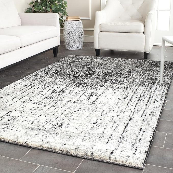 SAFAVIEH Retro Collection Accent Rug - 2'6" x 4', Black & Light Grey, Modern Abstract Design, Non-Shedding & Easy Care, Ideal for High Traffic Areas in Entryway, Living Room, Bedroom (RET2770-9079)