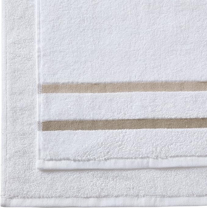 Comfort Spaces Cotton 8 Piece Bath Towel Set Striped Ultra Soft Hotel Quality Quick Dry Absorbent Bathroom Shower Hand Face Washcloths, Multi-Sizes, Zero Twist Taupe 8 Piece