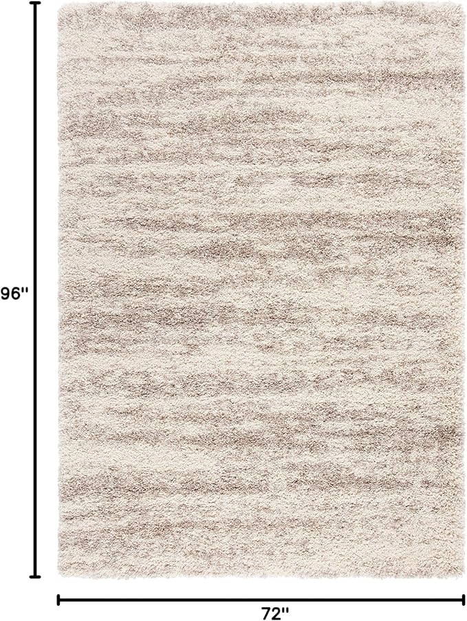 SAFAVIEH Hudson Shag Collection Area Rug - 6' x 8', Ivory/Beige, Geometric Design, Plush 1.9 Inch Thick Ideal for High Traffic Areas in Living Room, Bedroom, Dining (SGH206B)