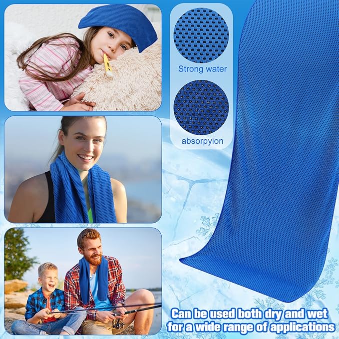 100 Pcs Cooling Towels Bulk 40 x 12 Inch Ice Towel Microfiber Sports Cooling Towels for Neck Face, Breathable Chilly Towel for Yoga Sport(Royal Blue, Light Gray)