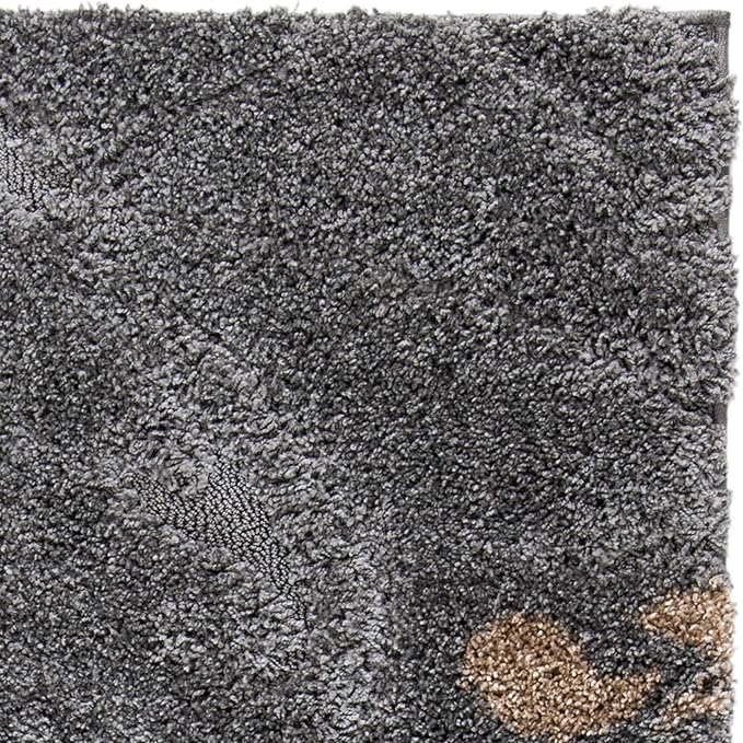 SAFAVIEH Area Rug 8x10 - Florida Shag Collection - Large - Grey & Beige, Floral Design, Non-Shedding & Easy Cleaning, Plush Thick Pile, Ideal for Living Room, Bedroom, Dining Space (SG464013)