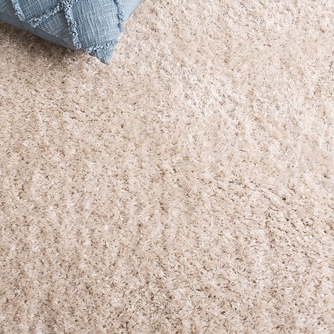 SAFAVIEH Lindsay Shag Collection Area Rug - 4' x 6', Beige, Contemporary Design, Ideal for High Traffic Areas in Living Room, Bedroom & Dining Room (LNS560B-4)