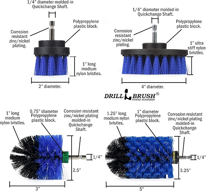 4 Piece Bundle - Add a Mini Original Brush to Our 3 Piece Marine Drill Brush Scrubbing Kit