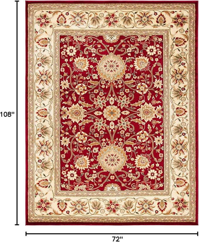 SAFAVIEH Lyndhurst Collection Area Rug - 6' x 9', Red & Ivory, Traditional Oriental Design, Non-Shedding & Easy Care, Ideal for High Traffic Areas in Living Room, Bedroom (LNH212F)