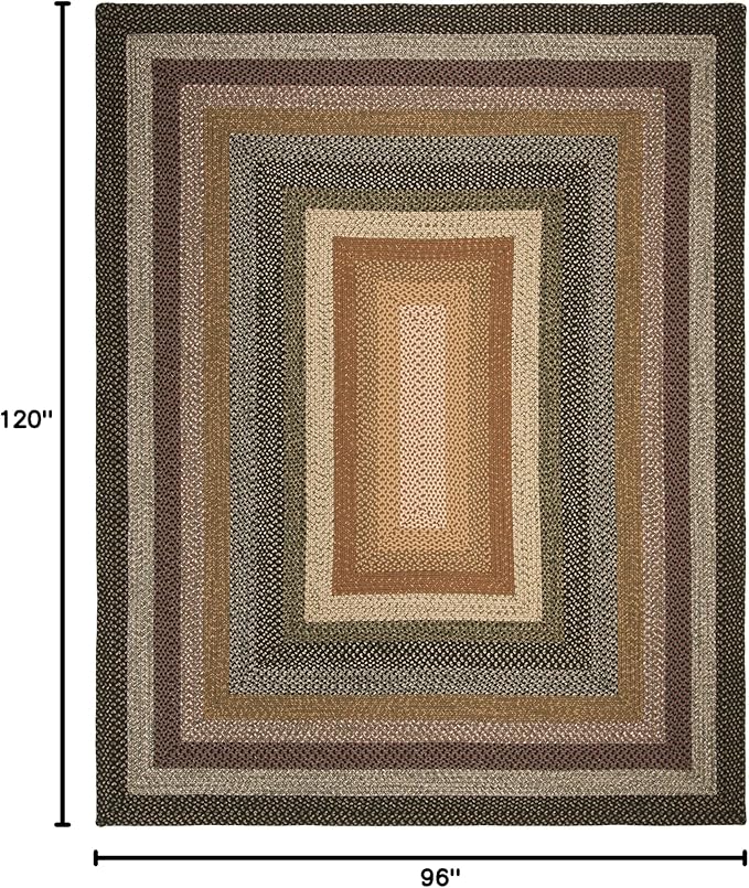 SAFAVIEH Washable Rug Outdoor Braided Collection - 8' x 10', Multi, Handmade & Reversible, Non-Shedding & Easy to Clean, Ideal for Patio, Backyard, Mudroom (BRD308A)