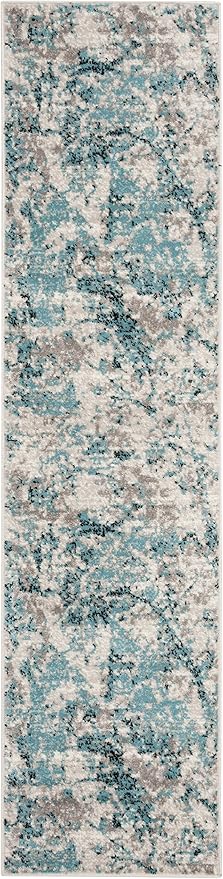 SAFAVIEH Skyler Collection 2' x 6' Blue/Ivory SKY186M Modern Abstract Non-Shedding Living Room Entryway Foyer Hallway Bedroom Runner Rug