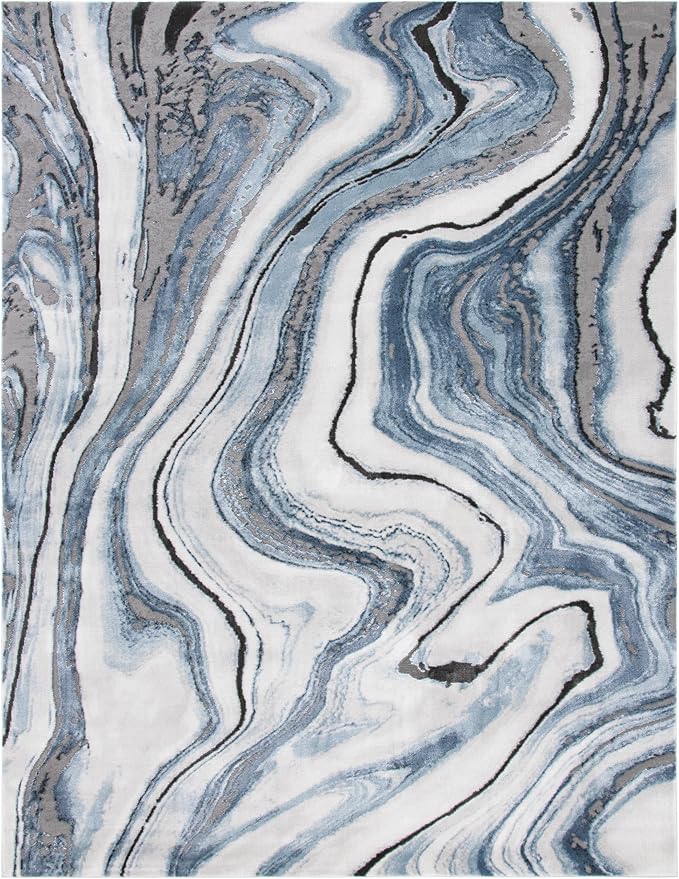 SAFAVIEH Craft Collection Area Rug - 10'6" x 14', Blue & Grey, Modern Abstract Design, Non-Shedding & Easy Care, Ideal for High Traffic Areas in Living Room, Bedroom (CFT819M)