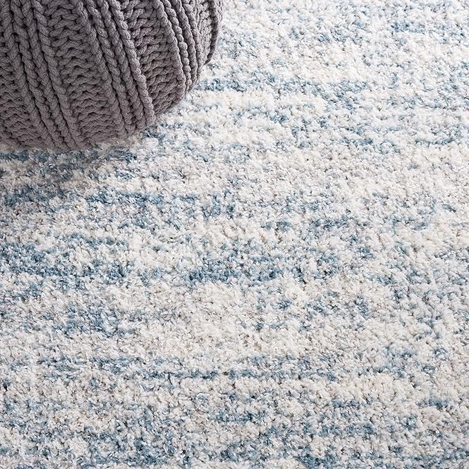 SAFAVIEH Berber Shag Collection Area Rug - 11' x 15', Ivory & Light Aqua, Modern Design, Non-Shedding & Easy Care, 1.2-inch Thick, Ideal for The Living Room, Bedroom, Dining Room (BER563J-1115)