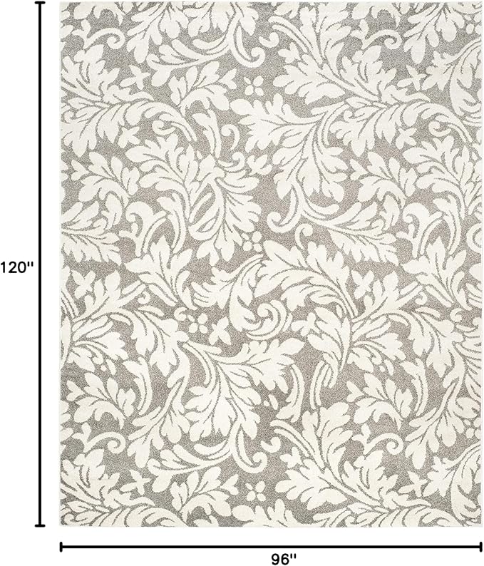 SAFAVIEH Area Rug 8x10 - Amherst Collection - Large - Dark Grey & Beige, Floral Pattern, Non-Shedding & Easy Cleaning, Ideal for Living Room, Bedroom, Office, Dining Space (AMT425R)