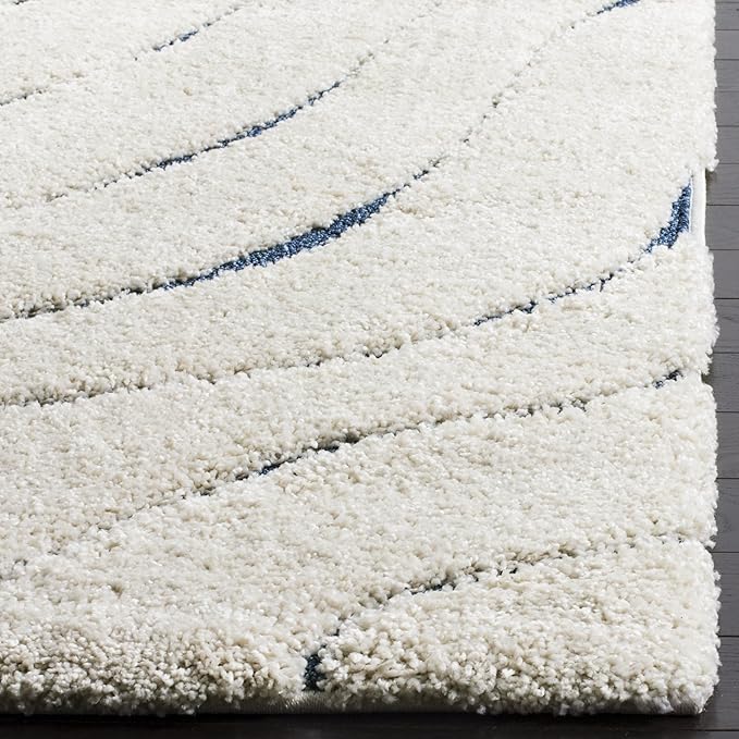 SAFAVIEH Area Rug 8x10 - Florida Shag Collection - Large - Cream & Blue, Non-Shedding & Easy Cleaning, Plush Thick Pile, Ideal for Living Room, Bedroom, Dining Space (SG472-1165)