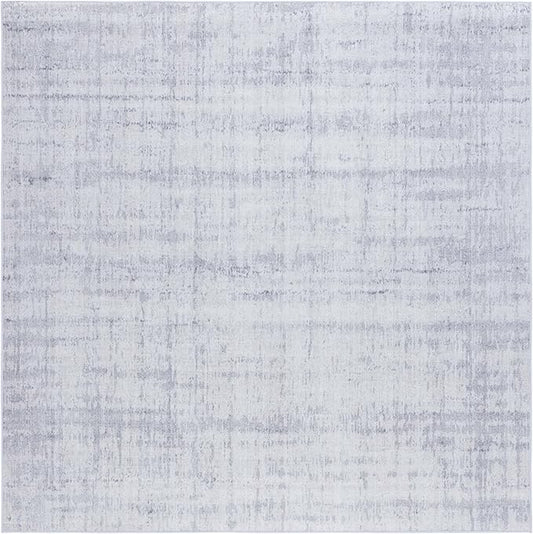 SAFAVIEH Washable Rug Tacoma Collection - 8' Square, Light Grey & Grey, Slip Resistant & Easy to Clean, Ideal for Living Room, Bedroom, Home Office, Dining Space (TAC857F)