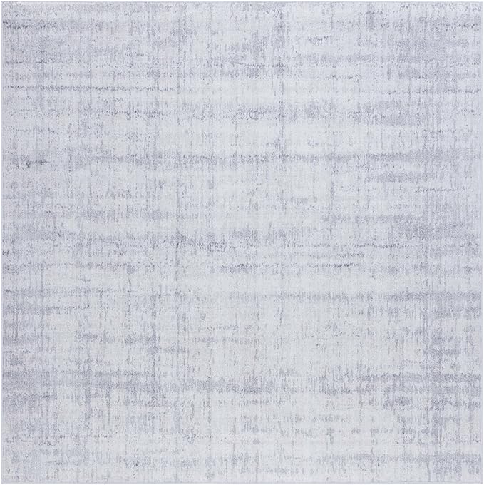 SAFAVIEH Washable Rug Tacoma Collection - 6' Square, Light Grey & Grey, Slip Resistant & Easy to Clean, Ideal for Living Room, Bedroom, Home Office, Dining Space (TAC857F)