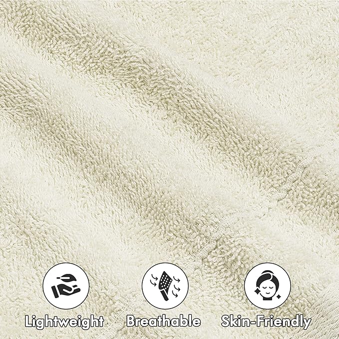 Face Towels Pack of 12 – 100% Cotton Wash Cloths (12x12 inch) – Soft, Quick Dry & Highly Absorbent Hand Towels for Bathroom, Spa, Gym, Kitchen and for Daily Use - (Ivory)