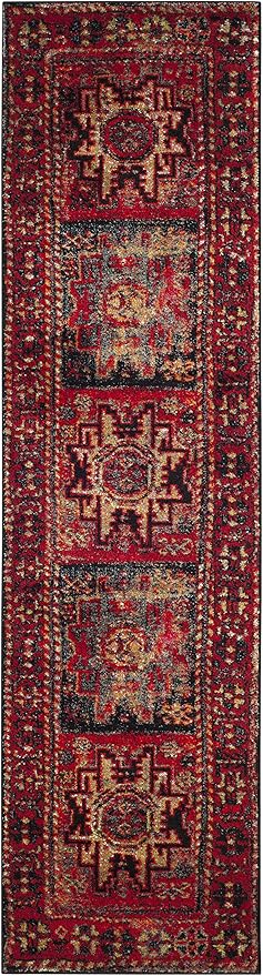 SAFAVIEH Vintage Hamadan Collection Runner Rug - 2'3" x 22', Red & Multi, Oriental Traditional Persian Design, Non-Shedding & Easy Care, Ideal for High Traffic Areas in Living Room, Bedroom (VTH213A)