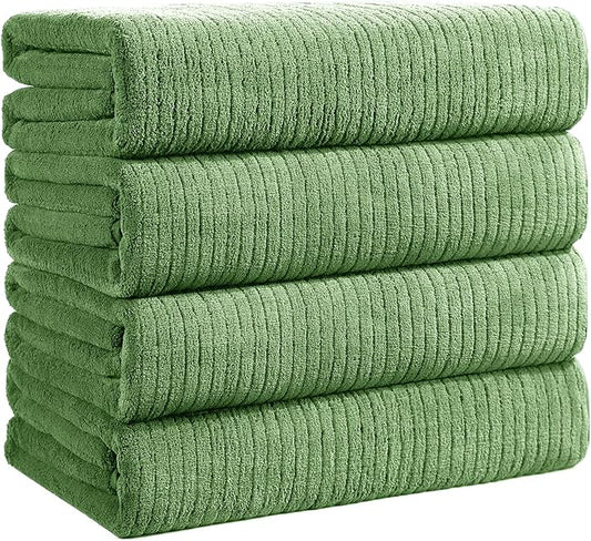 Bath Towels Set of 4 Extra Large 35 x 70 Inches,Luxury Thick High Absorbent and Quick Dry Bath Sheet,Ultra Soft Microfiber,Bathroom,Beach,Yoga,Sport,SPA,Fitness (Sage Green)
