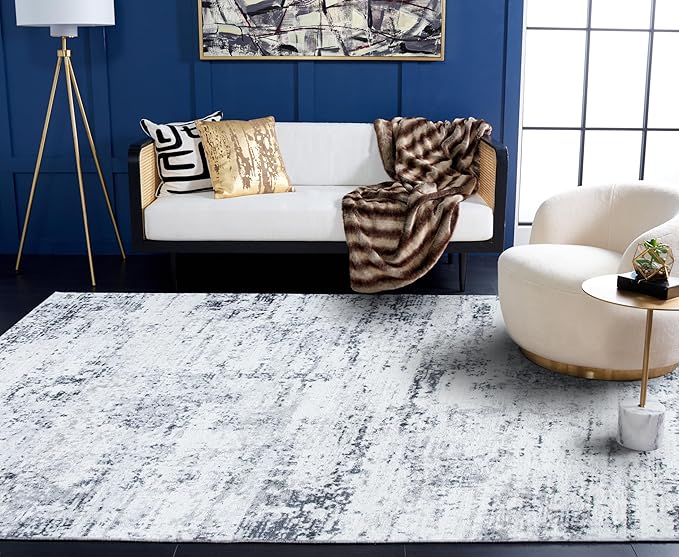 SAFAVIEH Area Rug 8x10 - Amelia Collection - Large - Ivory & Grey, Modern Design, Non-Shedding & Easy Cleaning, Ideal for Living Room, Bedroom, Office, Dining Space (ALA700C)