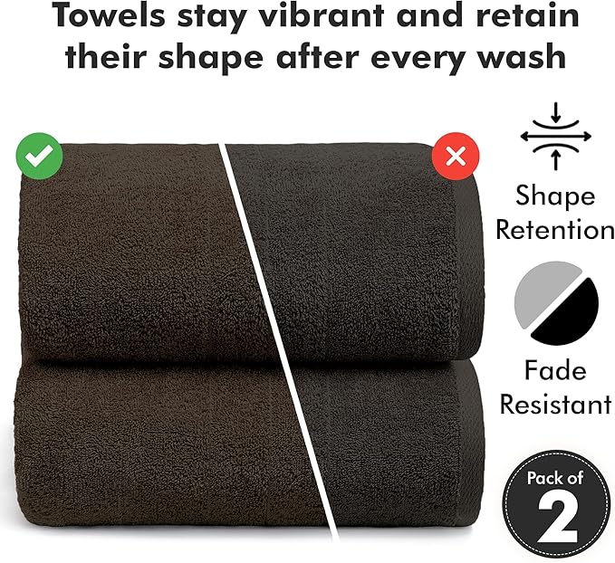 Bath Sheets – Extra Large Bathroom Sheet Set – Pack of 2 Jumbo Towels Dark Brown (71x35in) – 100% Cotton Soft Quick Dry Large Bath Towels for Adults Hotel Spa Bathroom Use