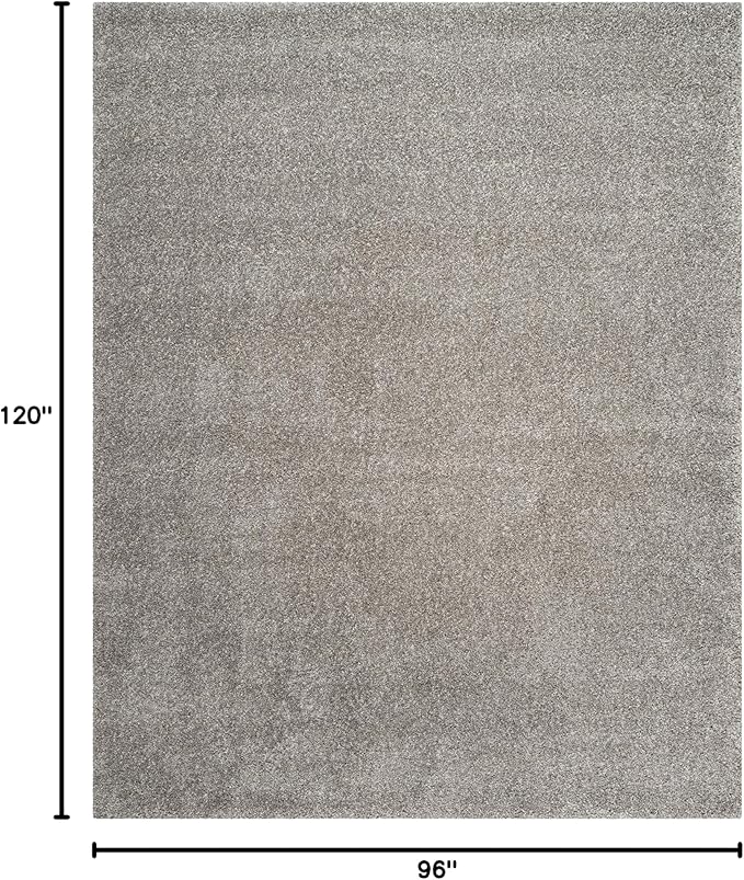 SAFAVIEH Santa Monica Shag Collection 8' x 10' Silver SGN725 Solid Non-Shedding Living Room Bedroom Dining Room Entryway Plush 2-inch Thick Area Rug