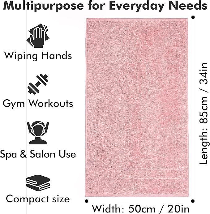 100% Cotton Hand Towels for Bathroom – Soft & Absorbent Towel Set– Pack of 6 Small Towel (34x20in) – Quick Dry Luxury Cotton Hand Towels – Baby Pink