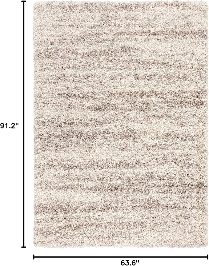 SAFAVIEH Hudson Shag Collection Area Rug - 5'3" x 7'6", Ivory & Beige, Modern Design, Non-Shedding & Easy Care, 2-inch Thick Ideal for High Traffic Areas in Living Room, Bedroom (SGH206B)