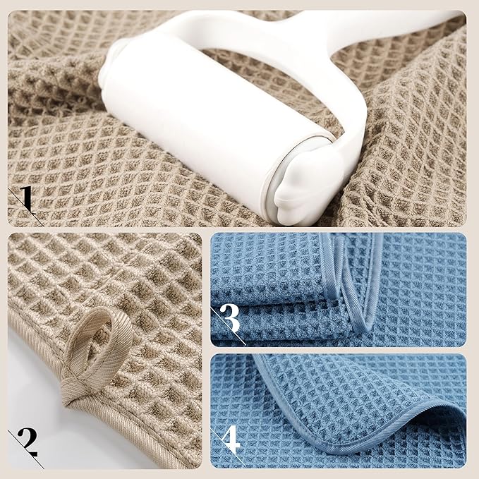 430 GSM Microfiber Oversize Quick Dry Lint Free Bath Towel, 60 x 30 in, 4 Pack (Waffle Weave)