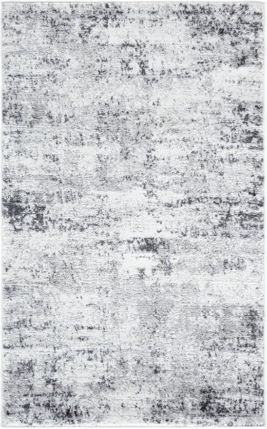 SAFAVIEH Amelia Collection Accent Rug - 3' x 5', Ivory & Grey, Modern Abstract Design, Non-Shedding & Easy Care, Ideal for High Traffic Areas in Entryway, Living Room, Bedroom (ALA700C)