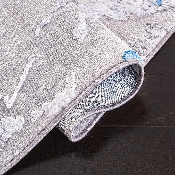 SAFAVIEH Amelia Collection Accent Rug - 4'5" x 6'5", Grey & Blue, Modern Abstract Design, Non-Shedding & Easy Care, Ideal for High Traffic Areas in Entryway, Living Room, Bedroom (ALA293F)