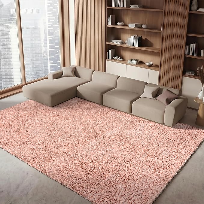 SAFAVIEH Area Rug 8x10 - August Shag Collection - Large - Rose, Solid Pattern, Non-Shedding & Easy Cleaning, Plush Thick Pile, Ideal for Living Room, Bedroom, Dining Space (AUG200X)
