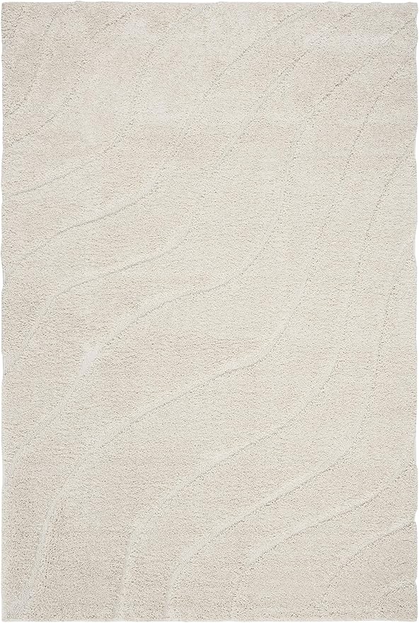 SAFAVIEH Florida Shag Collection Area Rug - 5'3" x 7'6", Creme & Creme, Non-Shedding & Easy Care, 1.2-inch Thick Ideal for High Traffic Areas in Living Room, Bedroom (SG472-1111)