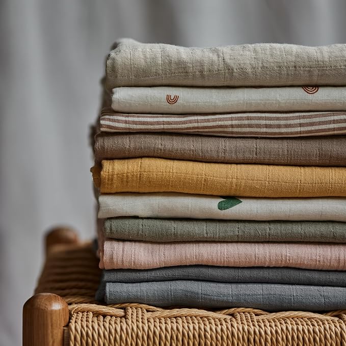 Baby Swaddle – Organic Cotton Muslin Baby Swaddles for Newborns 47” x 47” (Natural Stripe)