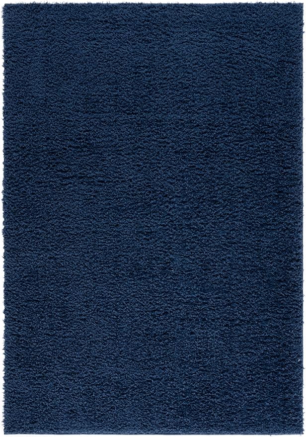 SAFAVIEH Lindsay Shag Collection Area Rug - 6' x 9', Navy, Non-Shedding, 1.8-inch Thick, Ideal for Living Room, Bedroom, Home Office, Dining Space (LNS560N-6)