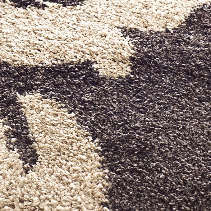 SAFAVIEH Florida Shag Collection Area Rug - 5'3" x 7'6", Dark Brown & Smoke, Floral Design, Non-Shedding & Easy Care, 1.2-inch Thick Ideal for High Traffic Areas in Living Room, Bedroom (SG458-2879)