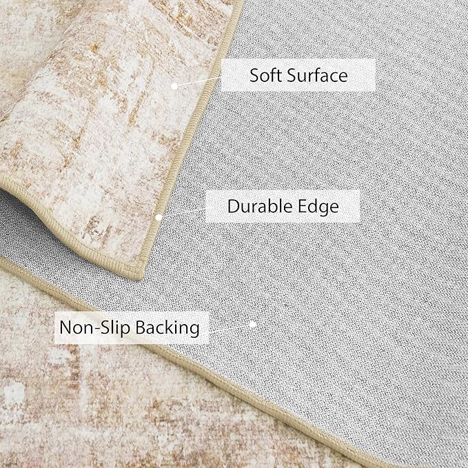 NICETOWN Kitchen Yellow Runner Rug 2x6 - Washable Boho Non-Slip 2x6 Carpet for Hallway with Rubber Backing, Thin Abstract Washable Rug Runner Throw Carpet for Bedroom