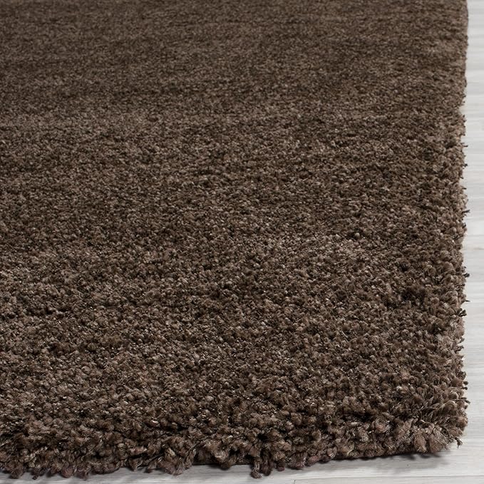 SAFAVIEH Santa Monica Shag Collection 8' x 10' Brown SGN725 Solid Non-Shedding Living Room Bedroom Dining Room Entryway Plush 2-inch Thick Area Rug