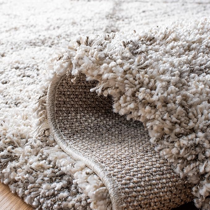 SAFAVIEH Hudson Shag Collection Area Rug - 8' Square, Grey & Beige, Modern Trellis Design, Non-Shedding & Easy Care, 2-inch Thick Ideal for High Traffic Areas in Living Room, Bedroom (SGH281J)