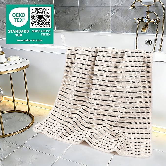 430 GSM Microfiber Oversize Quick Dry Lint Free Bath Towel, 60 x 30 in, 4 Pack (Waffle Weave)