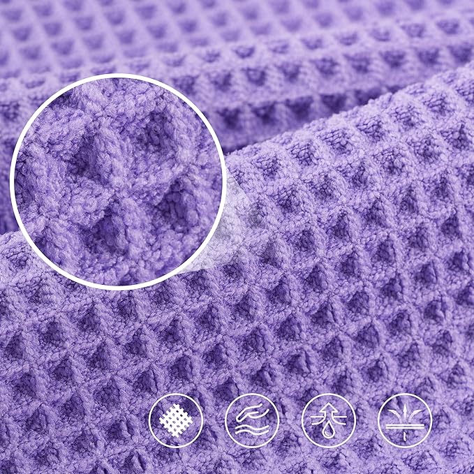 430 GSM Microfiber Oversize Quick Dry Lint Free Bath Towel, 60 x 30 in, 4 Pack (Waffle Weave)