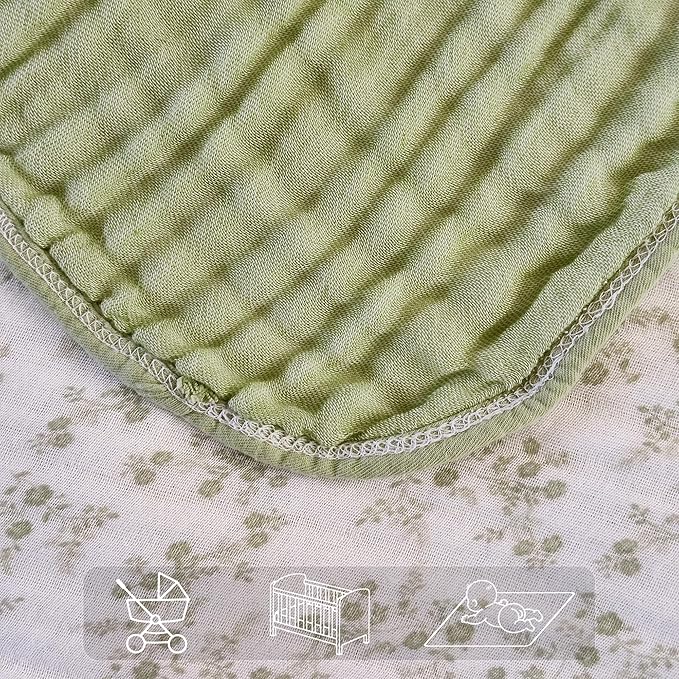 Muslin Swaddle Blankets for Girls Boys 100% Cotton Crib Blanket Lightweight Soft Breathable and Skin Friendly Receiving Blanket for Nap Infant Shower Items Toddler Gift (Floral Green-a, 43"x43")