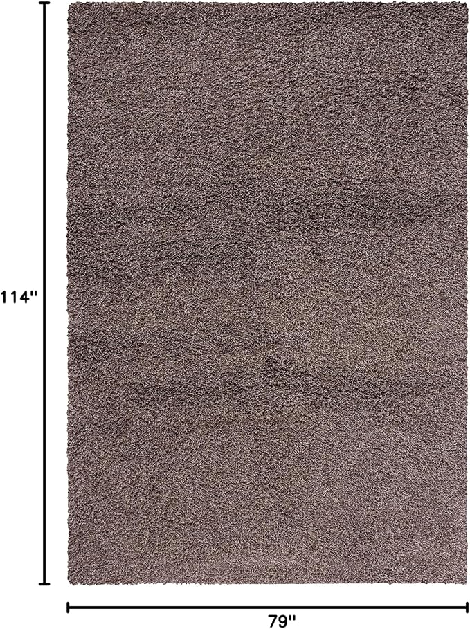 SAFAVIEH Santa Monica Shag Collection 6'7" x 9'6" Taupe SGN725 Solid Non-Shedding Living Room Bedroom Dining Room Entryway Plush 2-inch Thick Area Rug