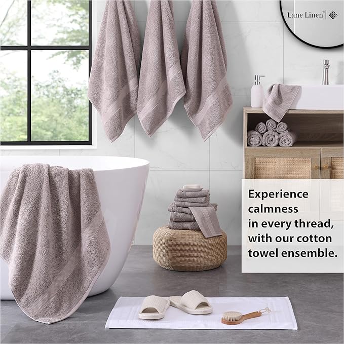 LANE LINEN 100% Ringspun Cotton Bath Towel Set - 18 Piece - Very Soft, Quick Drying & Highly Absorbent - 4 Bath, 8 Wash Cloth, 6 Hand Towels - Ideal for Guests & Perfect for Your Bathroom - Platinum