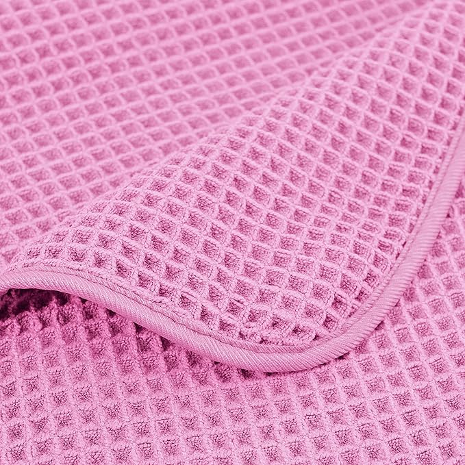430 GSM Microfiber Oversize Quick Dry Lint Free Bath Towel, 60 x 30 in, 4 Pack (Waffle Weave)