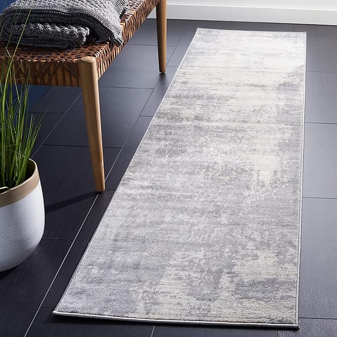 SAFAVIEH Jasper Collection Runner Rug - 2' x 12', Light Grey & Ivory, Modern Abstract Design, Non-Shedding & Easy Care, Ideal for High Traffic Areas in Living Room, Bedroom (JSP101F)