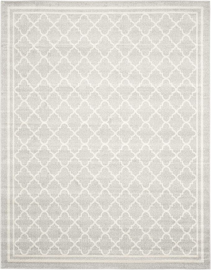 SAFAVIEH Amherst Collection Area Rug - 8' x 10', Light Grey & Beige, Moroccan Trellis Design, Non-Shedding & Easy Care, Ideal for High Traffic Areas in Living Room, Bedroom (AMT422B)
