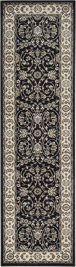 SAFAVIEH Lyndhurst Collection Runner Rug - 2'3" x 12', Anthracite & Cream, Traditional Oriental Design, Non-Shedding & Easy Care, Ideal for High Traffic Areas in Living Room, Bedroom (LNH340D)