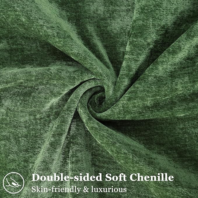 decorUhome Spring Couch Throw Pillow Covers 16x16 Set of 2, Decorative Soft Velvet Modern Cozy Chenille Pillow Cases with Elegant Design for Sofa Bed Living Room Home Decor, Moss Green