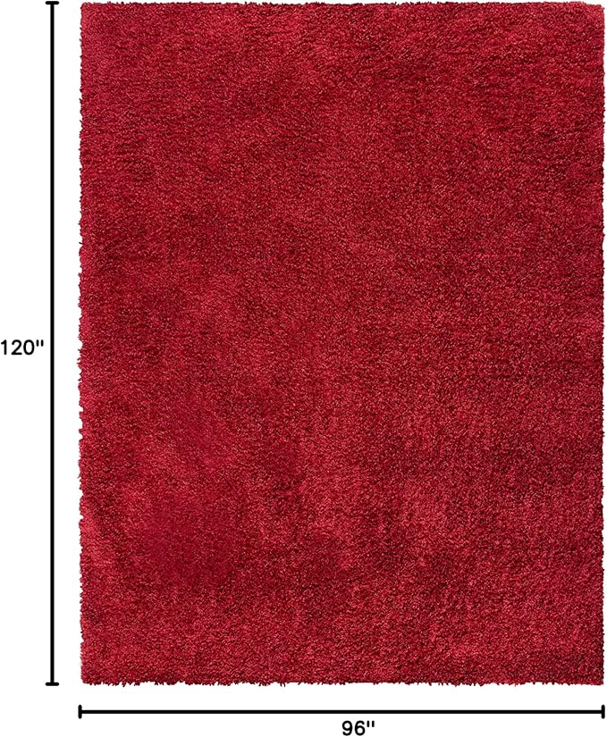 SAFAVIEH Area Rug 8x10 - August Shag Collection - Large - Red, Solid Pattern, Non-Shedding & Easy Cleaning, Plush Thick Pile, Ideal for Living Room, Bedroom, Dining Space (AUG200Q)