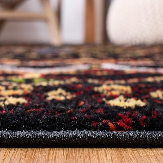 SAFAVIEH Amsterdam Collection X-Large Area Rug - 12' x 18', Black & Multi, Moroccan Boho Design, Non-Shedding & Easy Care, Ideal for High Traffic Areas in Living Room, Bedroom (AMS108P)
