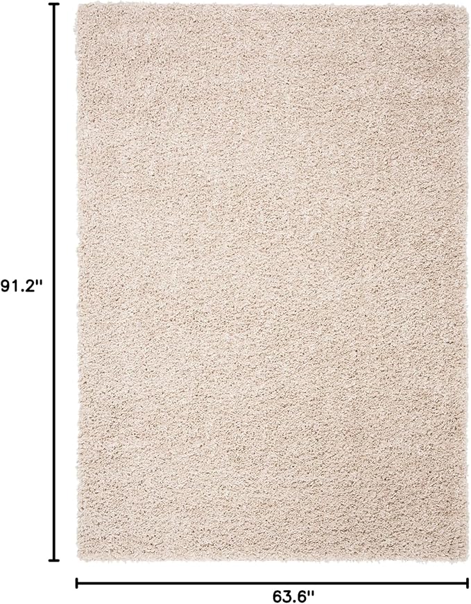 SAFAVIEH August Shag Collection Area Rug - 5'3" x 7'6", Beige, Solid Design, Non-Shedding & Easy Care, 1.5-inch Thick Ideal for High Traffic Areas in Living Room, Bedroom (AUG200D)